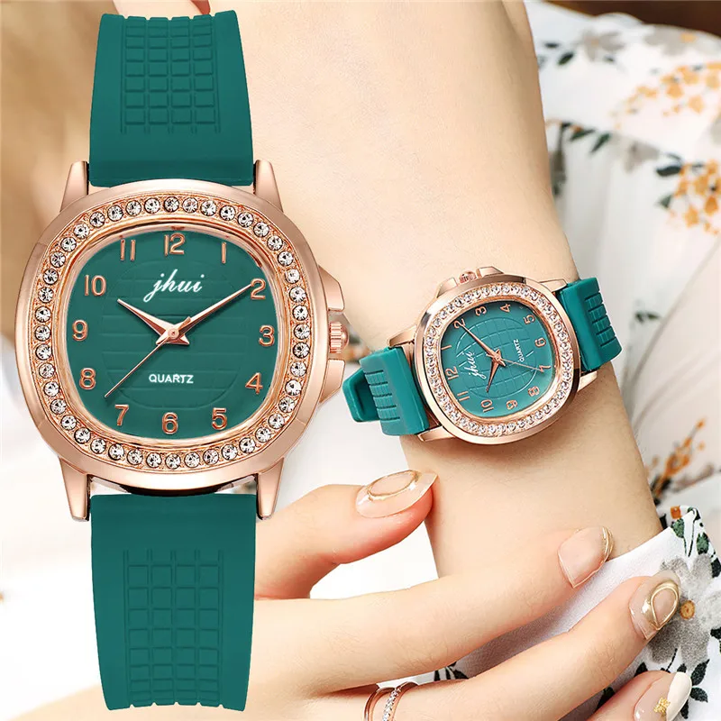 1187  Fashion Ladies Leather Watches popular europe Women Silicone Square Quartz Watch Thin Casual Watch Relogio Feminino