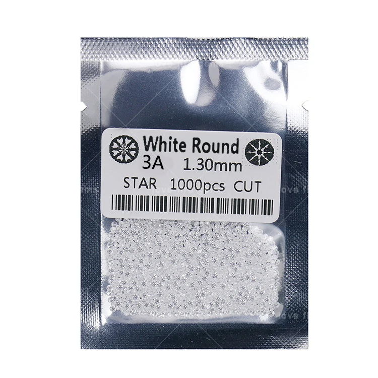 all size China wholesale 3A grade 1000pcs/pack 0.8mm-3.0mm cz stones loose cz round star cut white color cubic zirconia