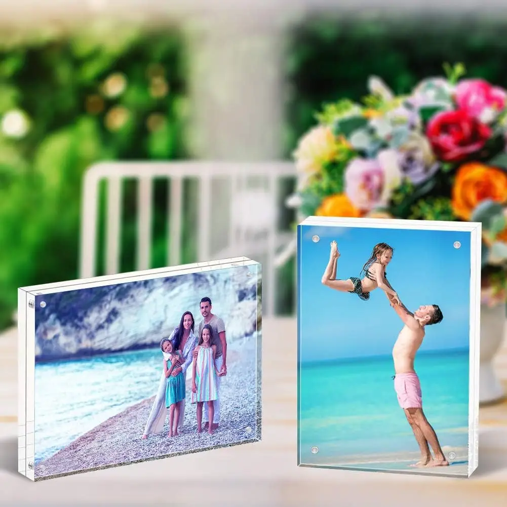 20% Thicker 20-24mm Thick Acrylic Picture Frames, Frameless Clear Double Sided Magnetic Frame clear acrylic magnetic photo frame