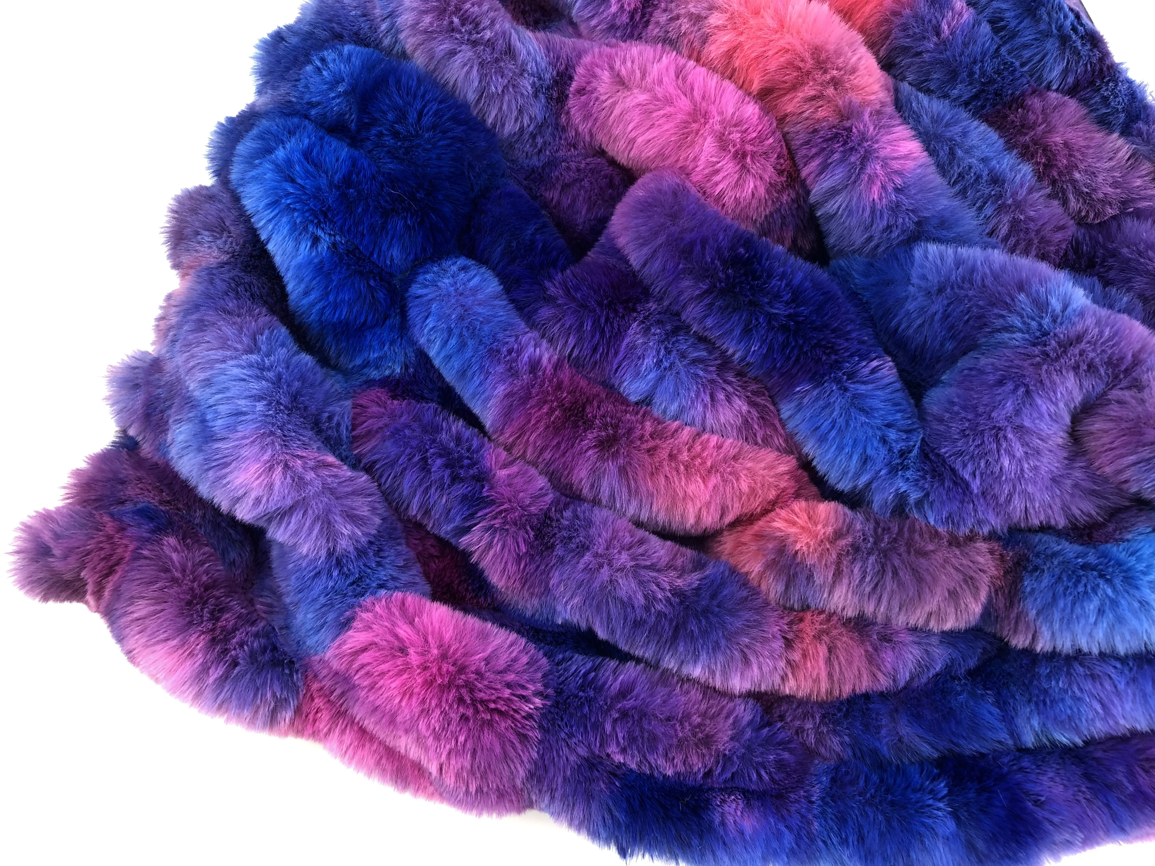 Multicolored Tie Dyed Spandex Rabbit Faux Fur Fabric Bunny Fur for  Garment/Hometextile