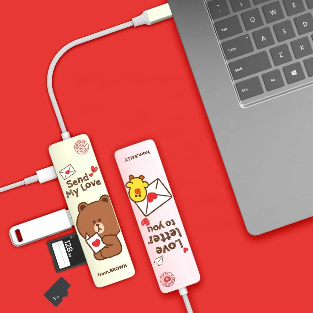 LINEFRIENDS docking station TYPE-C extender notebook universal six-in-one split-line card reader converter