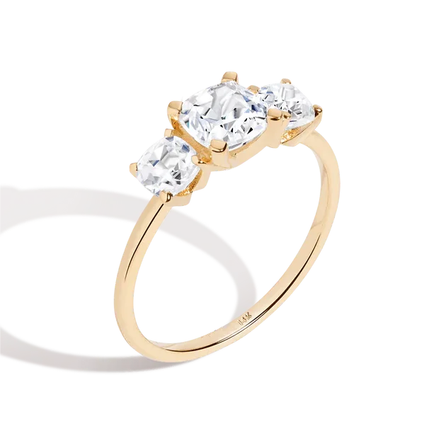 Lab Grown Diamond Real Gold Wedding Ring Emerald Cut AU585 14k Gold Engagement Ring With Lab Grown Diamond