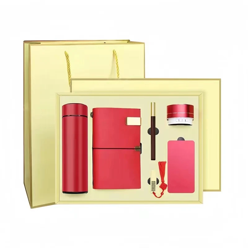 Custom Brand New Promotional Vacuum Flask + Pen + 32g Usb Flash Drive A5 Notebook Speaker Power Bank Gift Sets Items