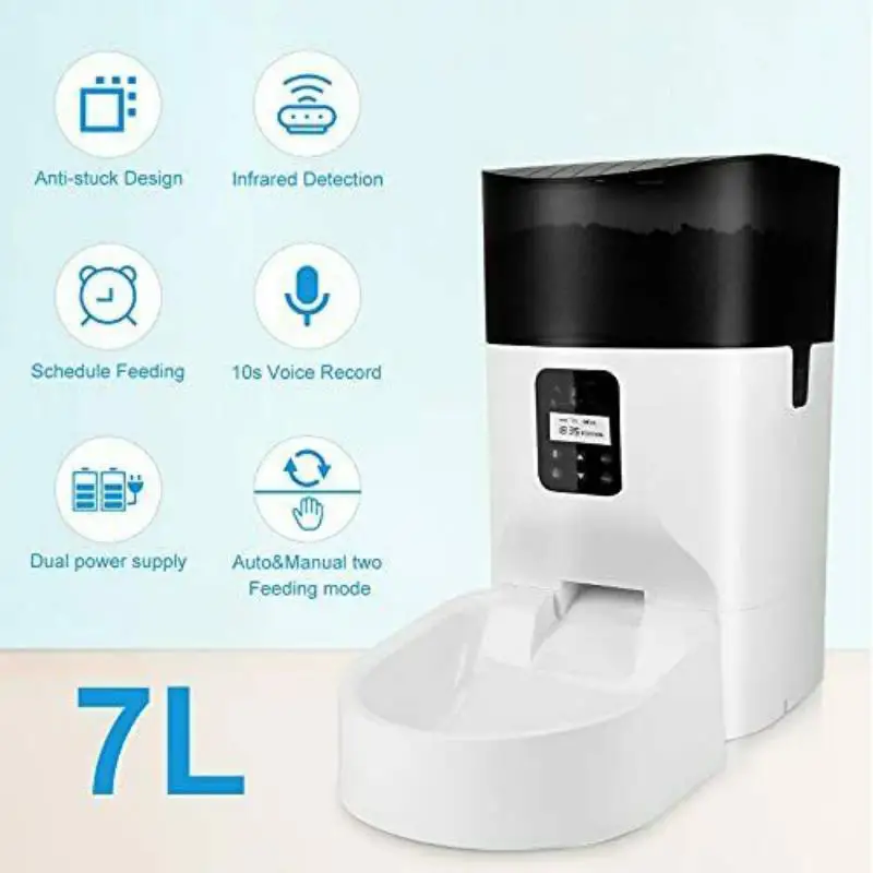 Best Unique Fit Pets Cats Dogs 7L Automatic Pet Dry Food Feeding with Healthy Dispenser Bowls Remote Control App