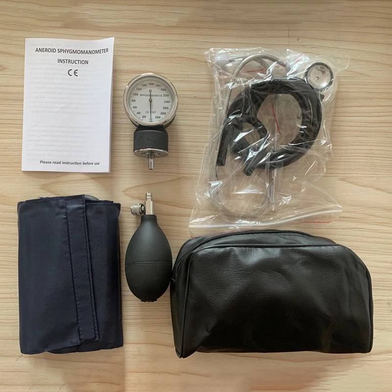 Medical Adult Manual Blood Pressure Monitor BP Cuff Upper Arm Aneroid Sphygmomanometer Tonometer with Pressure Dial Gauge