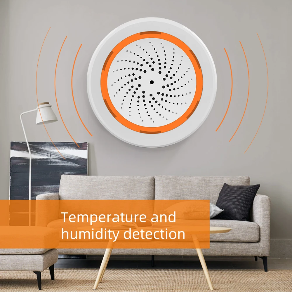 home alarm temperature and humidity sensor zigbee 3.0 smart indoor siren