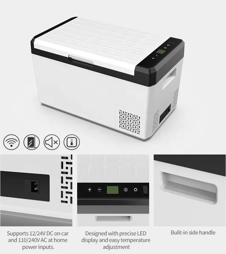 25L 12 volt car fridge freezer 45W portable cooler dc ac pv port camp fridge with LED light for camping rv