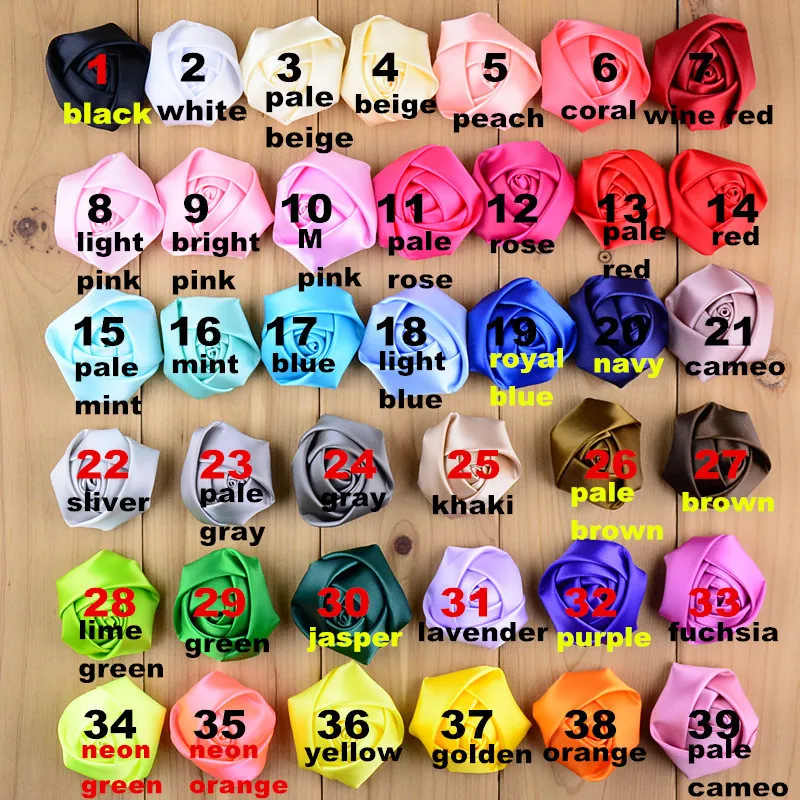 Large size 5cm satin rosette flower 39Colors high quality fabric craft Satin Rosette Flowers 50 Pcs/lot