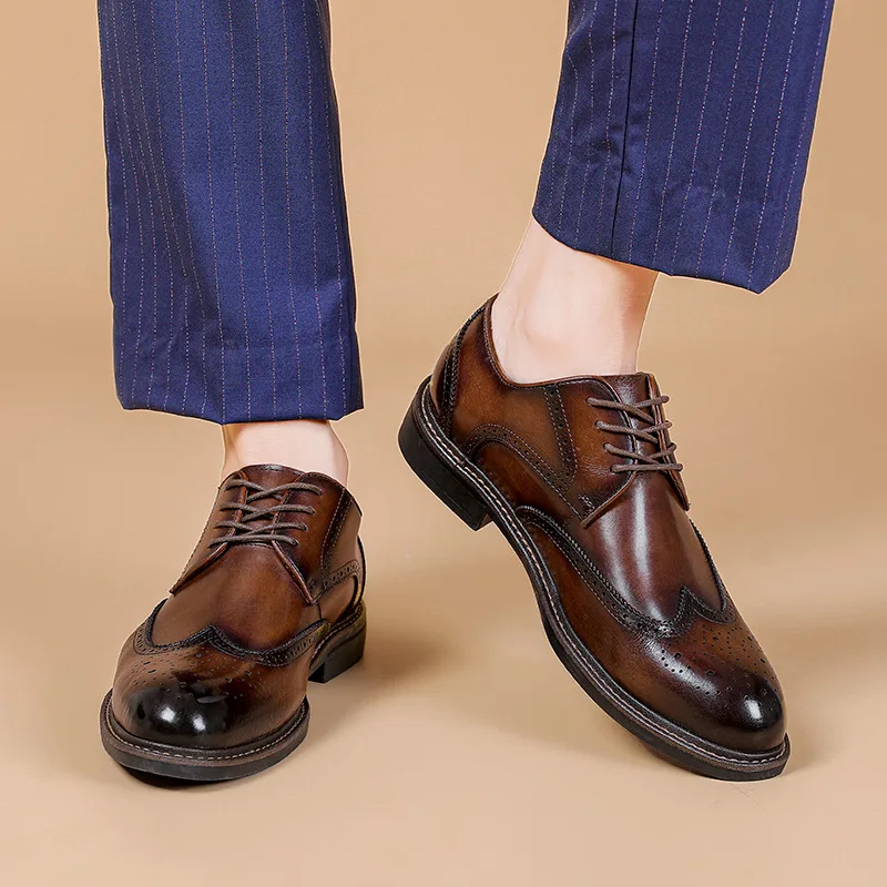 2021 hight quality brown black leather genuine 100% Premium  Leather Industrial leather shoes