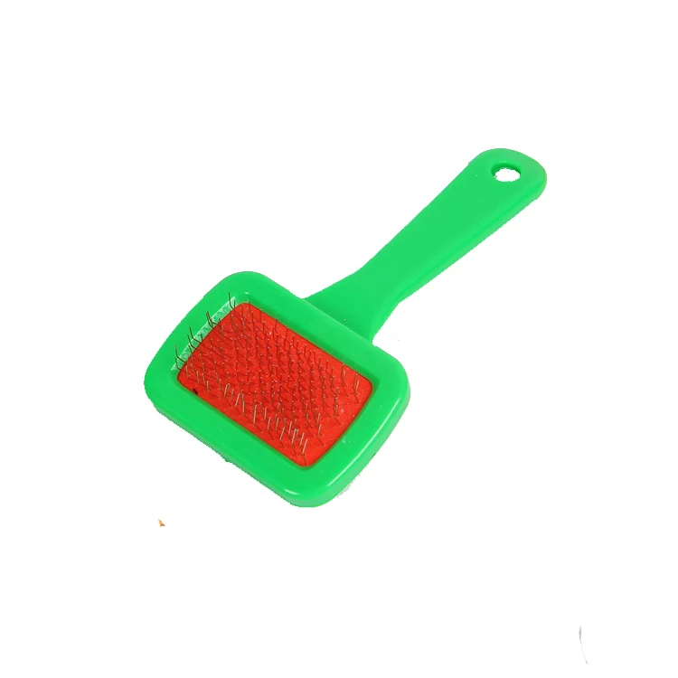 Long Hair Fur Pet Dog Cat Animal Puppy Poodle Grooming Cleaning Plastic Slicker Brush With Stainless Steel Pins