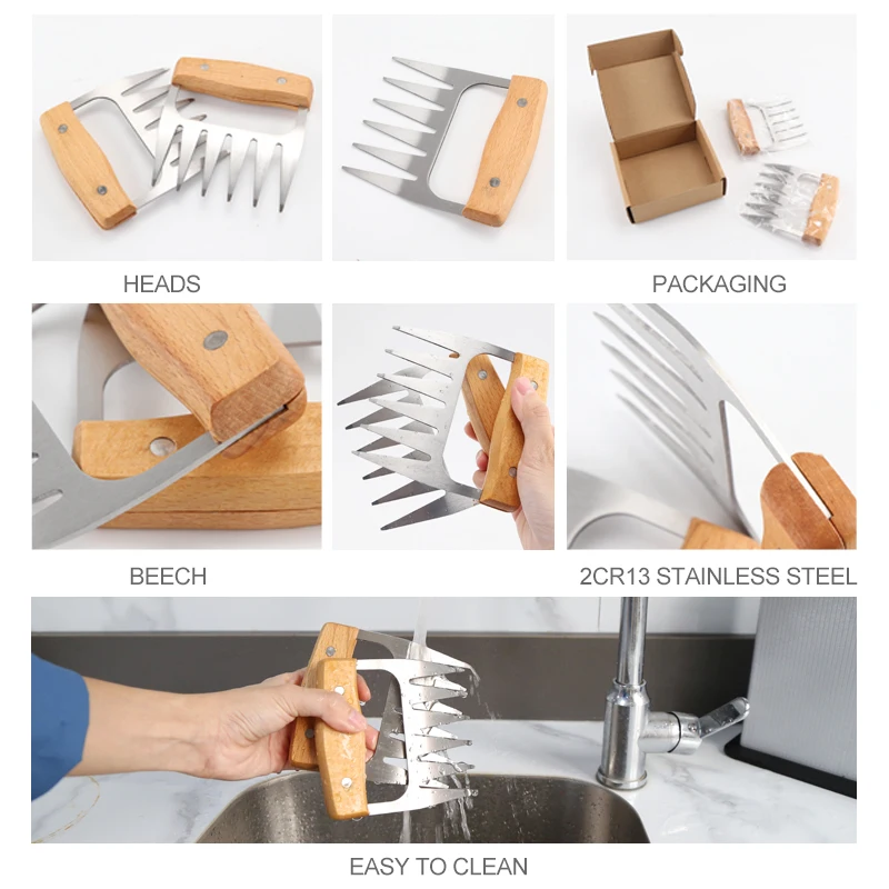 Best Selling Easy Shredding Pulling Handling Lifting Cutting Forks BBQ Meat Claws Pulled Pork Shredder