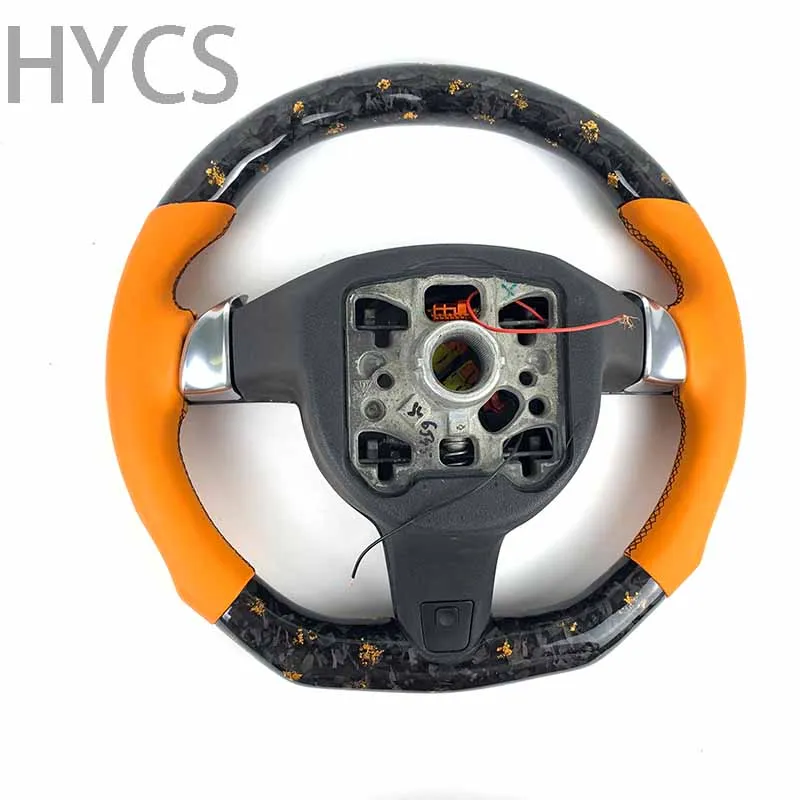 For Porsche 718 911 Panamera Cayenne Cayman Yellow Forged carbon Fiber Steering Wheel