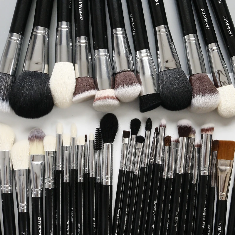 flat angled animal hair makeup brush powder popular make up brush sets beauty professional 42pcs black makeup brush set cosmetic