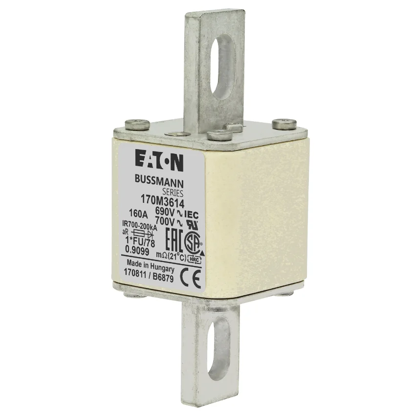 Top Quality BUSSMANN 170M3614 aR 690Vac IEC 160A CE 3C UL Approval High Speed Square Body Fuse For DC Common Bus Protection