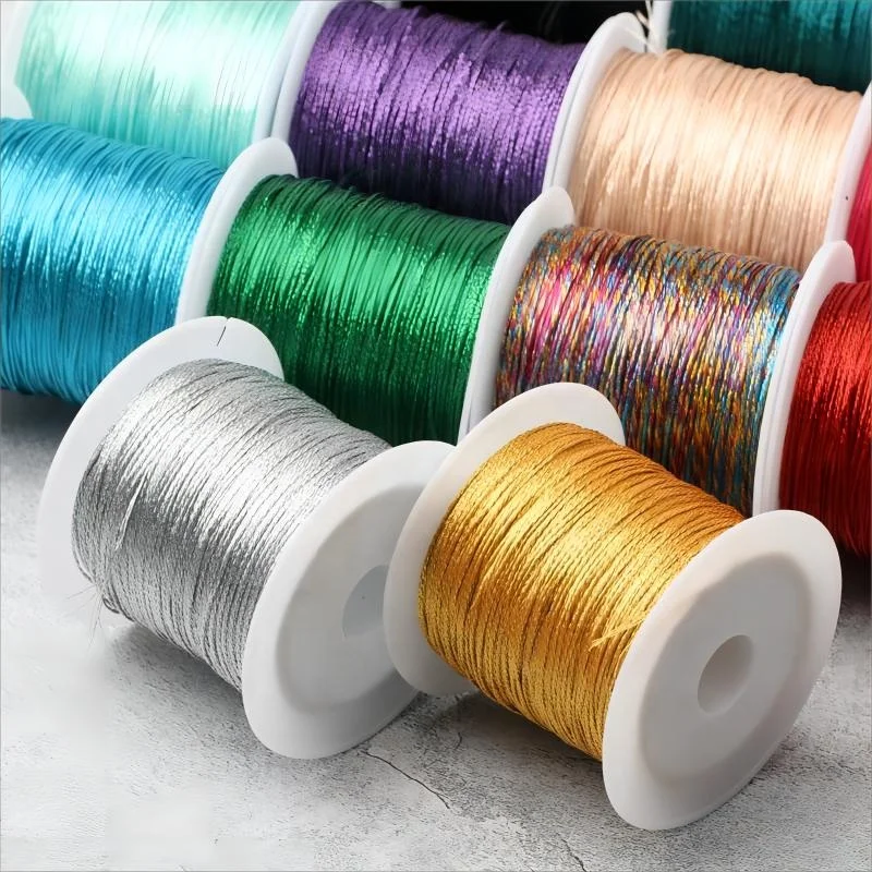 Gold Silver Cord 0.2mm 0.4mm 0.6mm 0.8mm 1mm Nylon Cord Thread String Rope Bead Wires For DIY Handmade Braided Jewelry Making