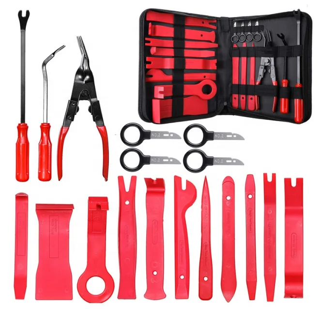18pcs Clip Plier Upholstery Remover Trim Removal Tools Kit  Pry Tool Set with Portable Storage Bag