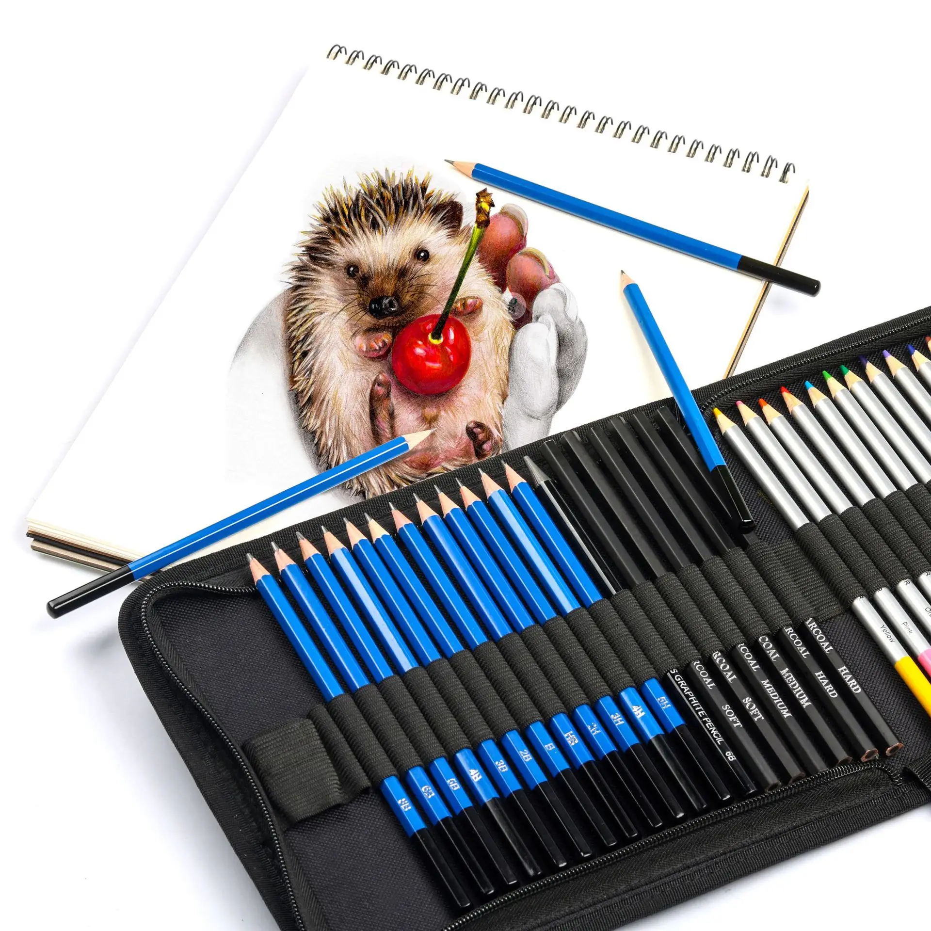 Professional 41pcs Artist Kit Includes Graphite Pencils Sticks Sharpener Eraser Sketch Pencils Set for Drawing