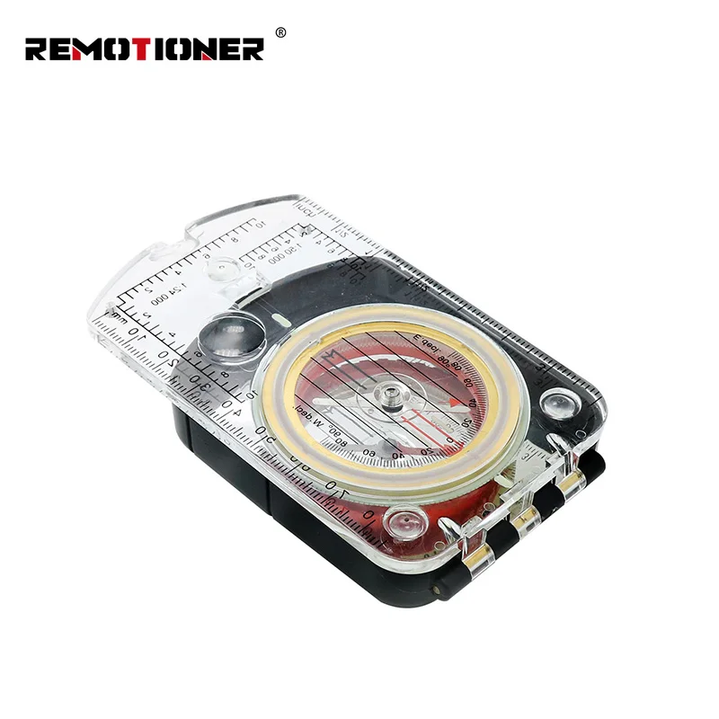 Multi-functional Flip-Flop Camping Hiking Compass with Magnetic Declination Adjustable LED Light