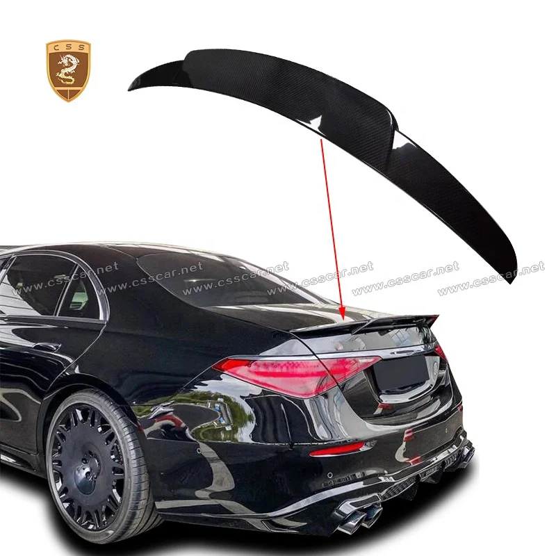 Best Selling B Style Glossy Black Carbon Fiber Car Rear Trunk Spoiler Wing For Mercedes Benz S Class W223