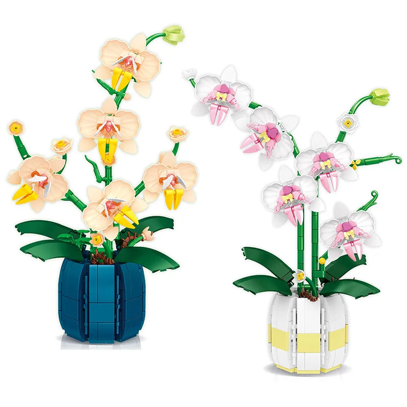 DIY Beautiful Flower Orchids Building Blocks MOC Educational Toy Brinquedos Plant Kids Bricks Children Gifts Girl Present YZ