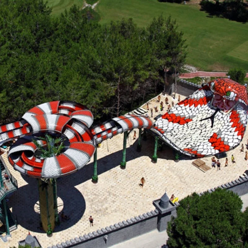 Commercial Water Park Equipment Outdoor Fiberglass Two-man Raft King Cobra Slide for Amusement Park