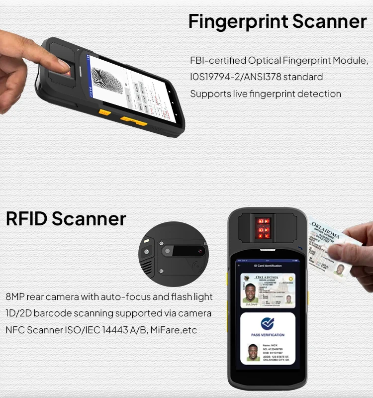 Compact All-in-one Biometric Fingerprint Terminal with Documenting Reading and Barcode Reader for Election Solution