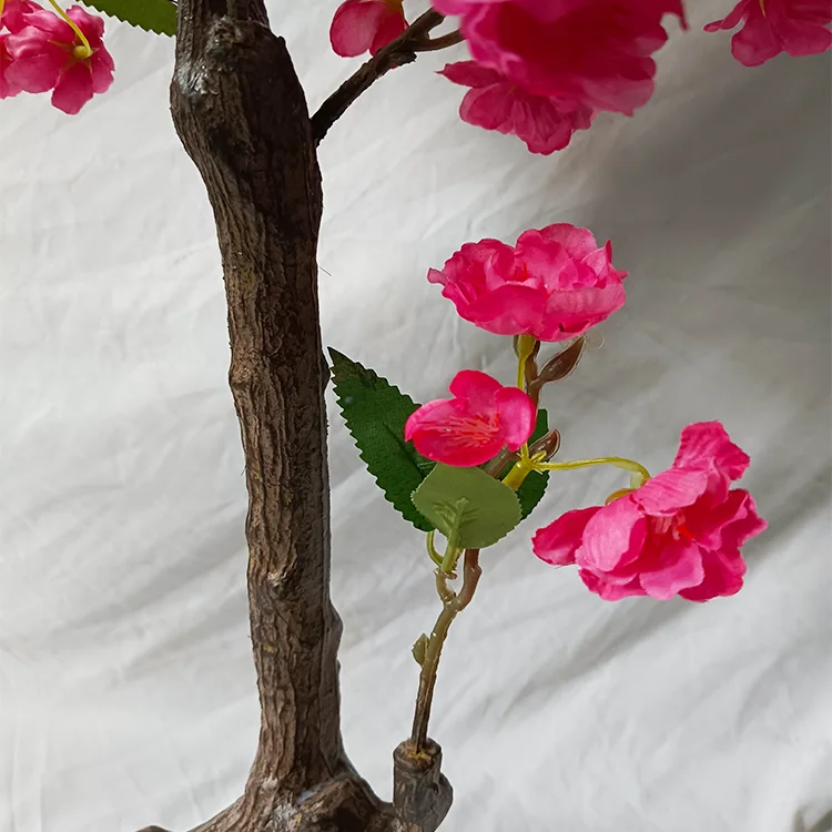 Artificial red cherry blossom tree  potted flowering plant bonsai tree for sale MY3109