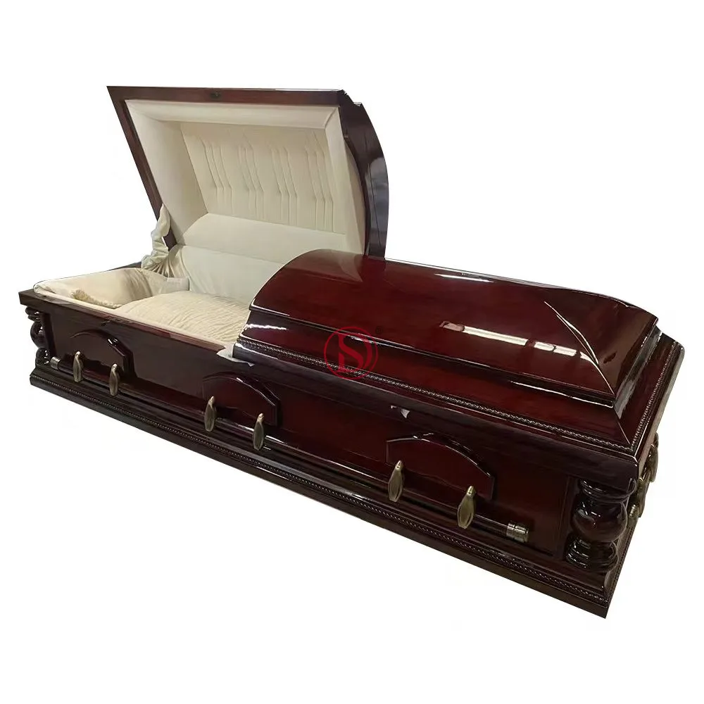 European and American Style Polished MDF Solid Wood Casket Coffins Accessory Monument for Adult Pet Baby Crematorium Use