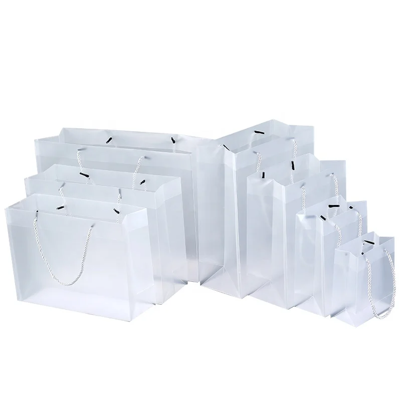 Custom Frost Transparent PP Plastic Handle Bag small clear plastic bag with UV Printing