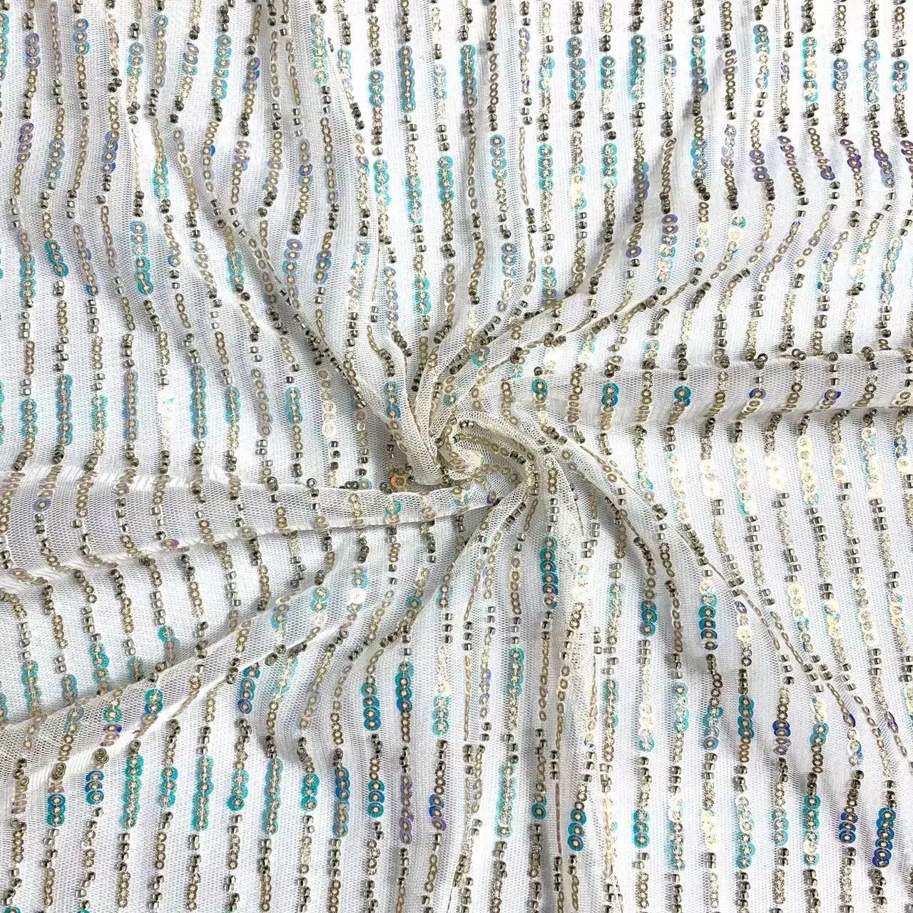 high quality embroidery beads bridal sequin lace fabric embroidery beaded fabric for dress