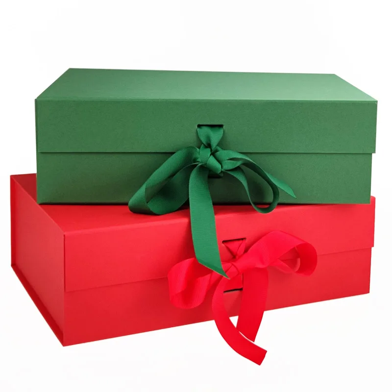 In stock low MOQ high-end black pink green red color rigid flat magnetic folding gift box for gift pack