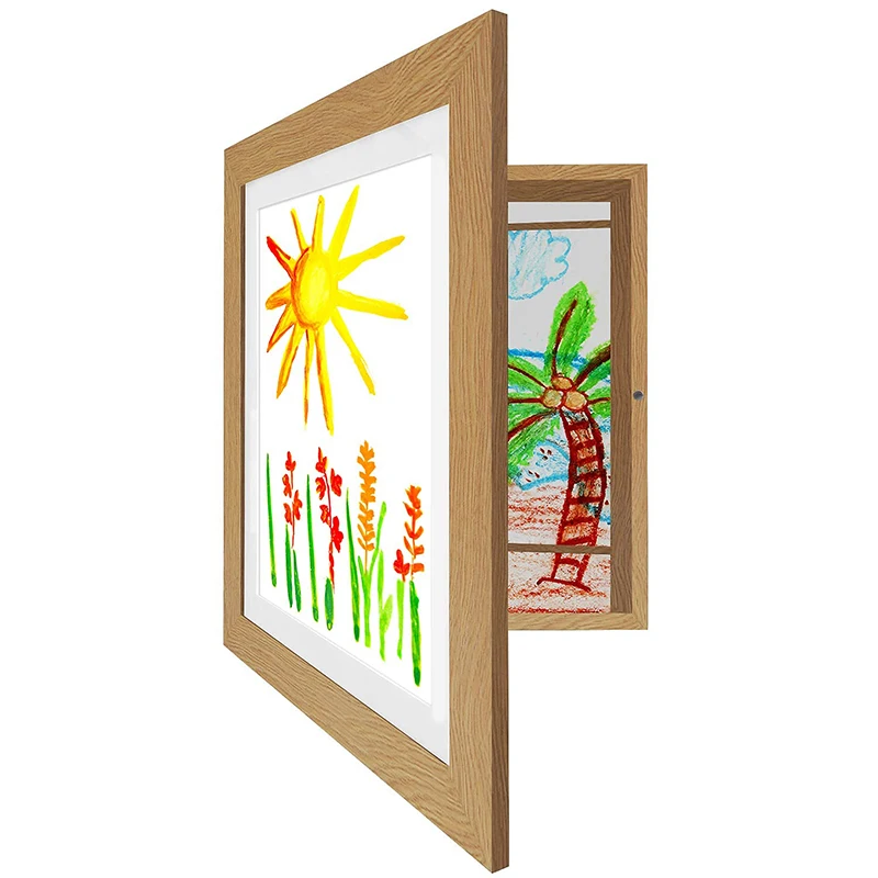 Art Picture Photo Frame Shadow Box Walnut Wood Display Deep 3D Custom Sizes 4 Colors Black White Gift Box Digital Printing /