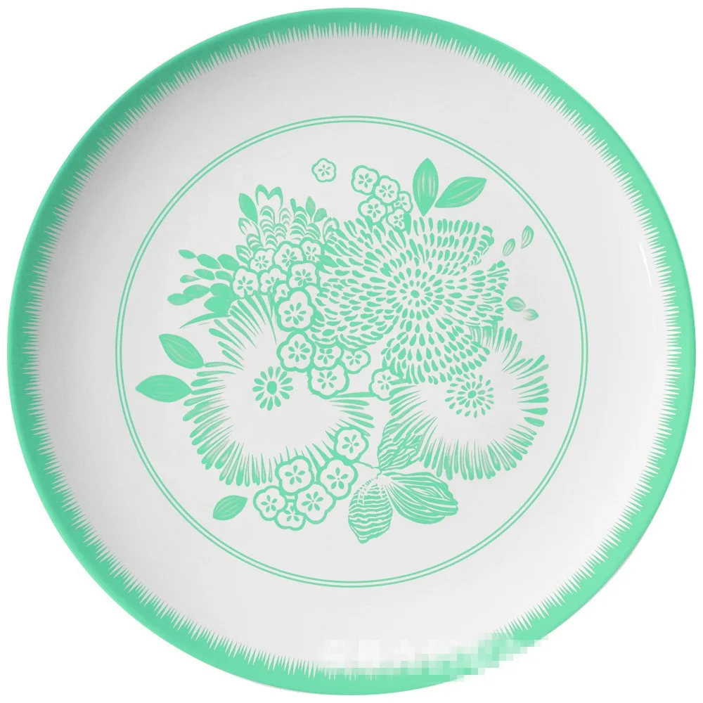 hot sale european style green pattern moonlight flat plate home cutlery set