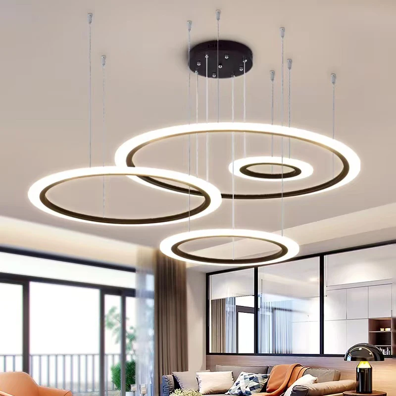 Acrylic Round modern Luxury Home decoration Rings LED Ceiling Pendant Lights for dining room