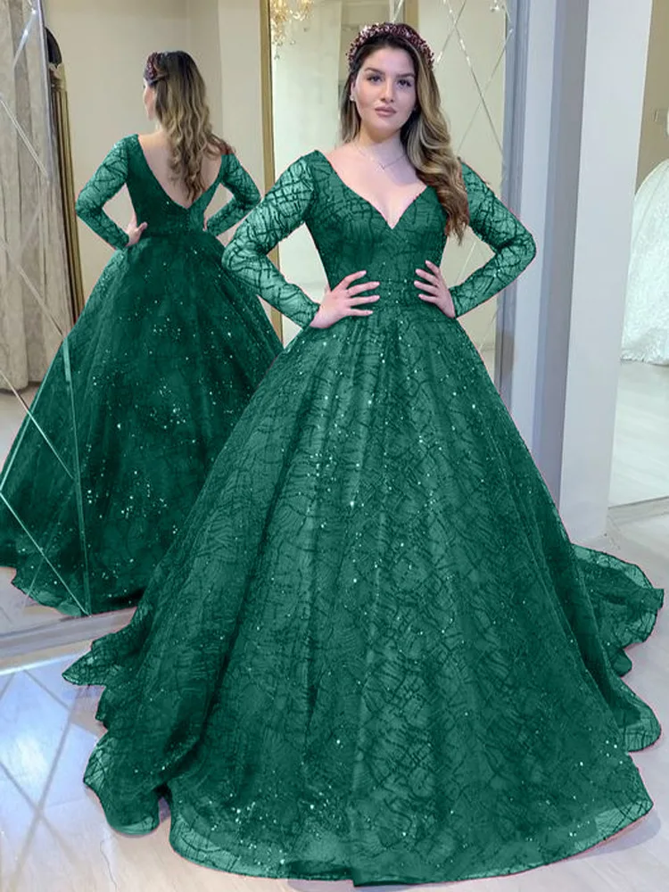 Sexy Ladies V Neck Sequin Cocktail Dresses Party Dress Women Wholesale Prom Long Sleeve Evening Dresses for Wedding