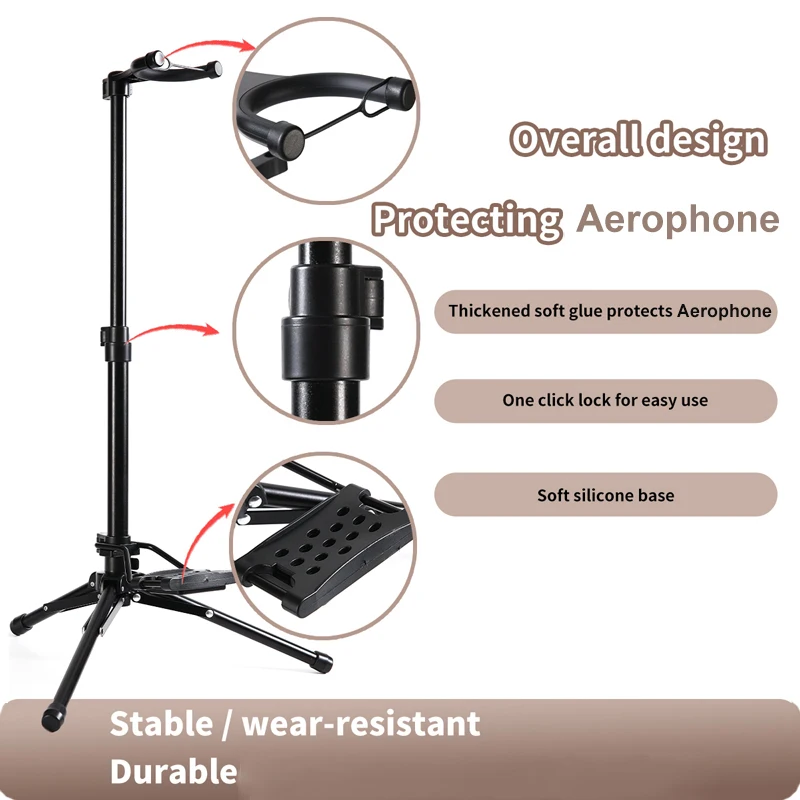 New Portable Tripod Folding Electric Wind Pipe Clarinet Stand Adjustable Light Weight Wind Instrument Stand