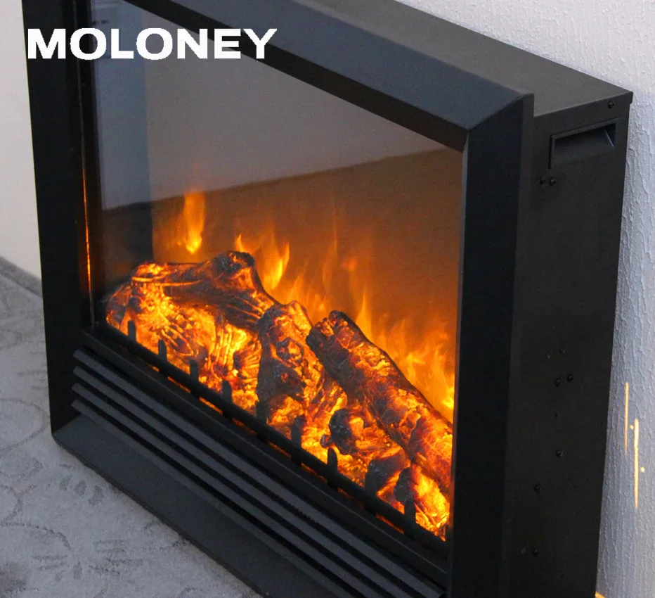 Black Painted Glass Top Front Vent Electric Fireplace Indoor