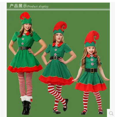 Christmas Cosplay Halloween Costumes For Kids Boy Girls Elfbaby Dress With Hat Shoes Gift New Year Carnival Party Santa Claus