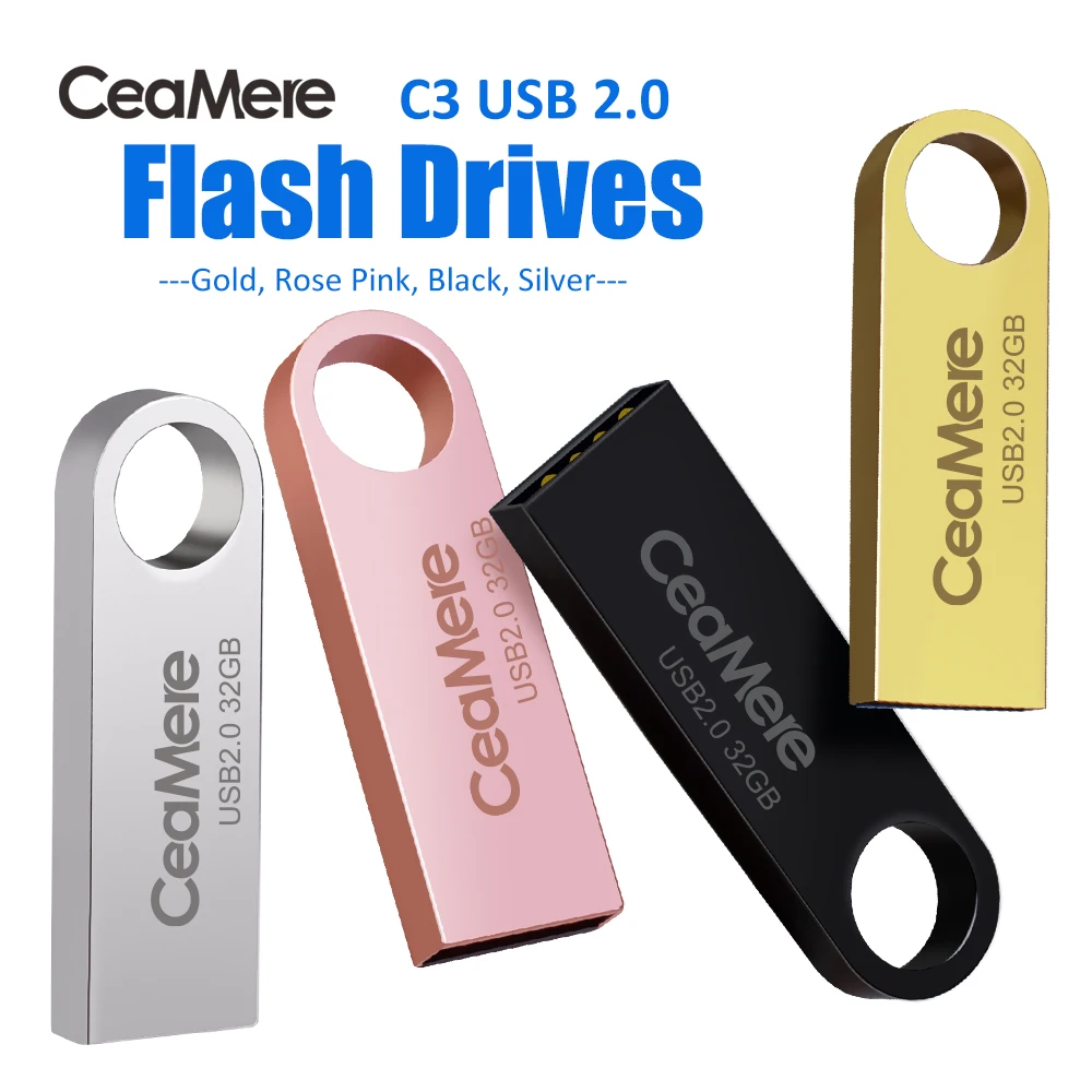 Meivui C3 Flashdisk Long Metal USB 2.0 Flash Pen Drives 2GB 4GB 8GB Pendrive 32GB 128GB 16GB 64GB USB Pen Drive 64GB Pendrive