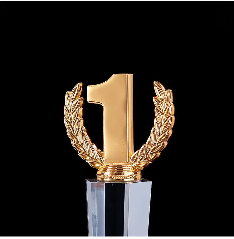New Engraving Logo Crystal Trophy 123 prizes champion sports Crystal Metal Award Trophy With Base