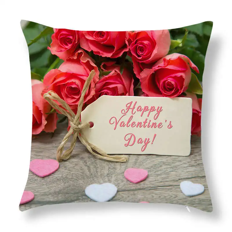 custom festival Valentines Day Gift LOVER Sweet Heart Printed throw Cushion Covers luxury cotton polyester Couch pillowcase