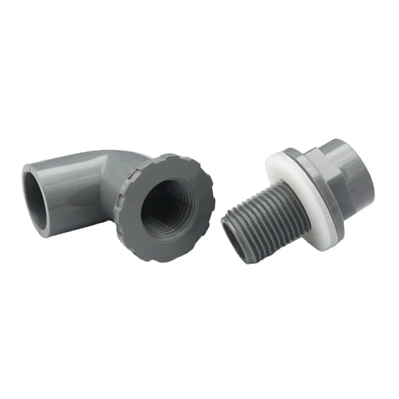 90 Degree PVC Bulkhead Connector For 20mm 25mm 32mm Pipes Aquarium Plumbing Elbow Fitting For Fish Tank Drainage