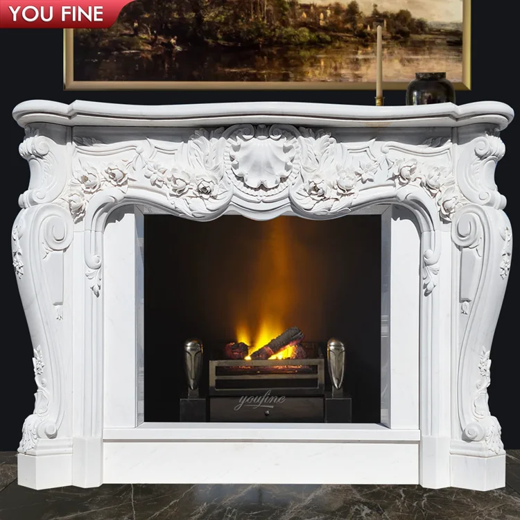 Italian Carving Stone Ancient Marble Fireplace Surround