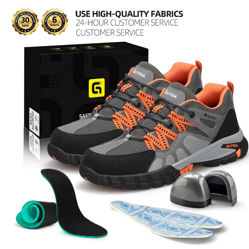 GUYISA High quality safety shoes waterproof super fiber leather uppers outdoor leisure steel toe sports shoes safety shoes