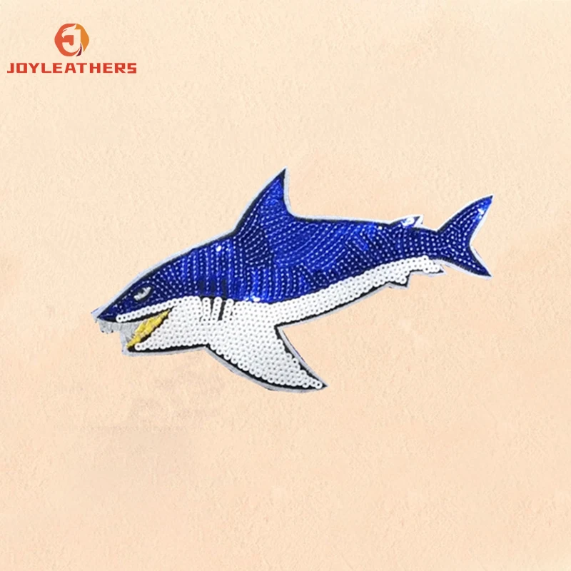 Shark Sequins Stickers Cartoon Animal Cheer Mom 3D Sequin Patch Santa Chenille Patches for Clothing OEM Model Number
