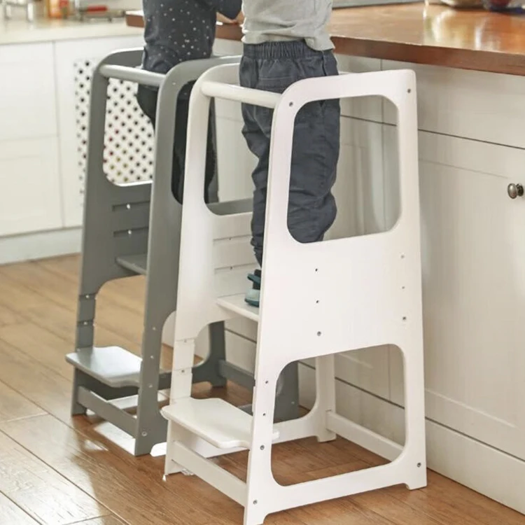 Kids Montessori Furniture Kitchen Helper Step With Children Stool Adjustable Wood Foldable Learning Tower