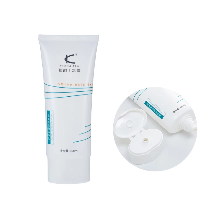 Empty PE Face Wash Cosmetics Packaging Oval Facial Cleanser Tube Container With Flip-Top-Cap