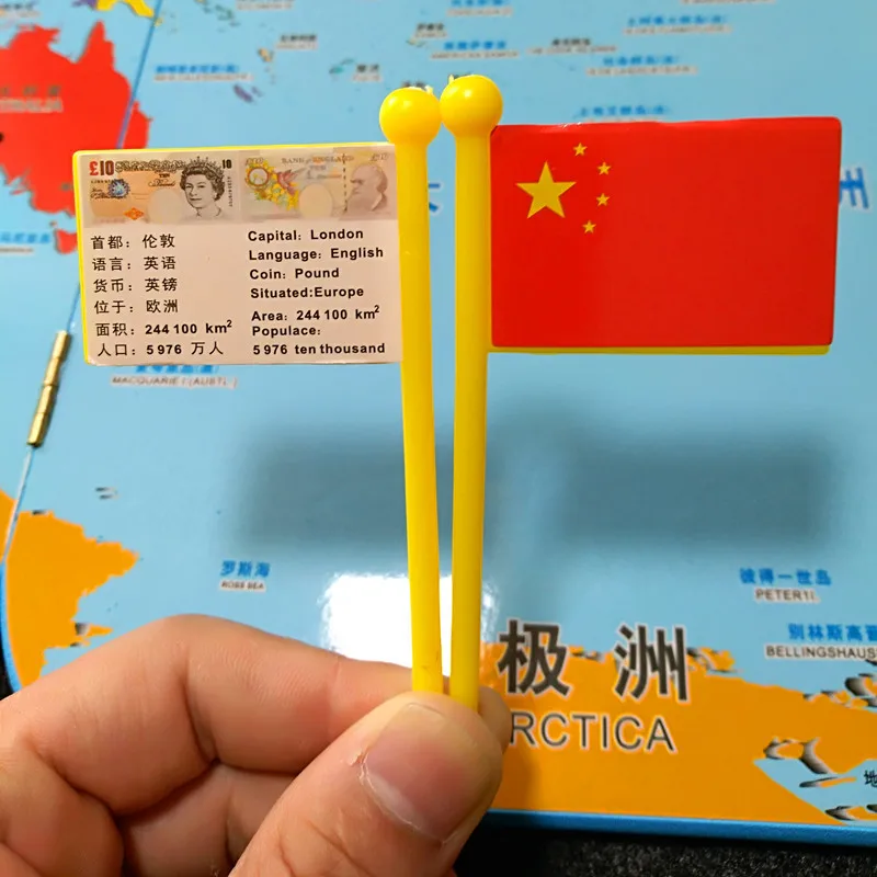 Английская версия, китайская карта с национальным флагом, Детская 3d деревянная головоломка, Карта мира, игрушки для детей