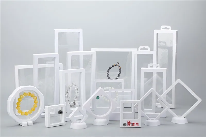 Factory custom floating jewelry display box gift jewellery packaging pe film jewelry storage box for small business