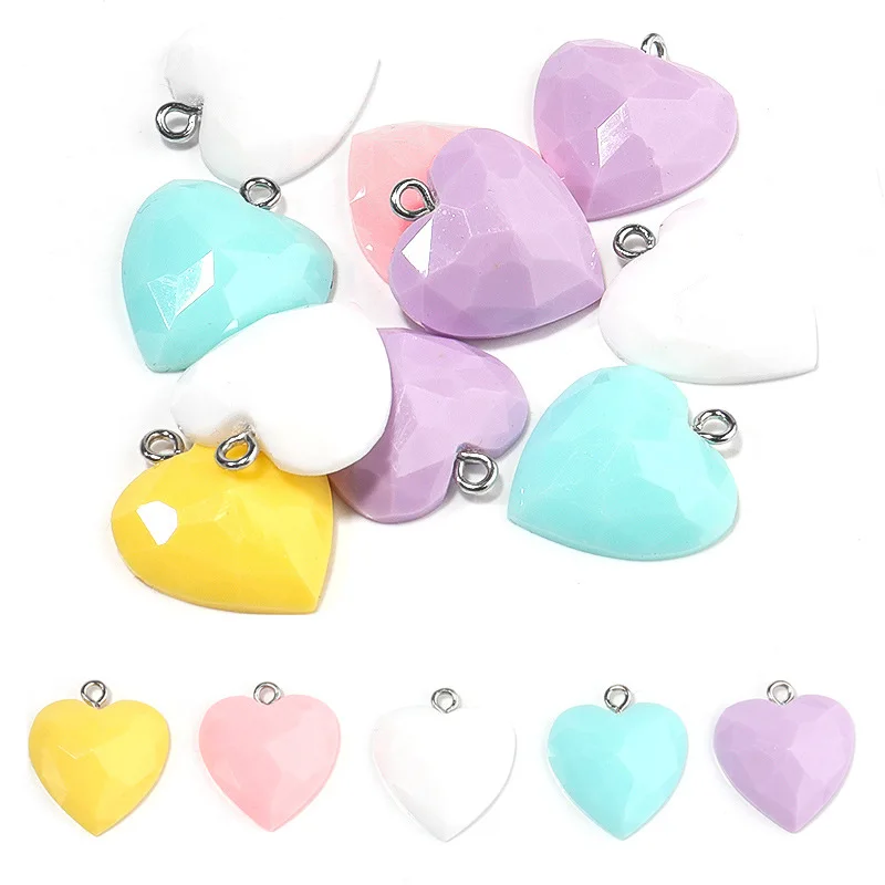 Amazon hot sale Acrylic transparent candy color dice ice cream heart pendant for necklace making